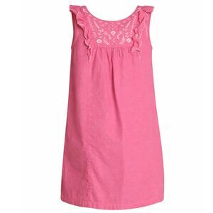 BEEBAY EMBROIDERED COTTON RUFFLED CASUAL LIGHTWEIGHT PINK AND WHITE DRESS SZ. 7Y